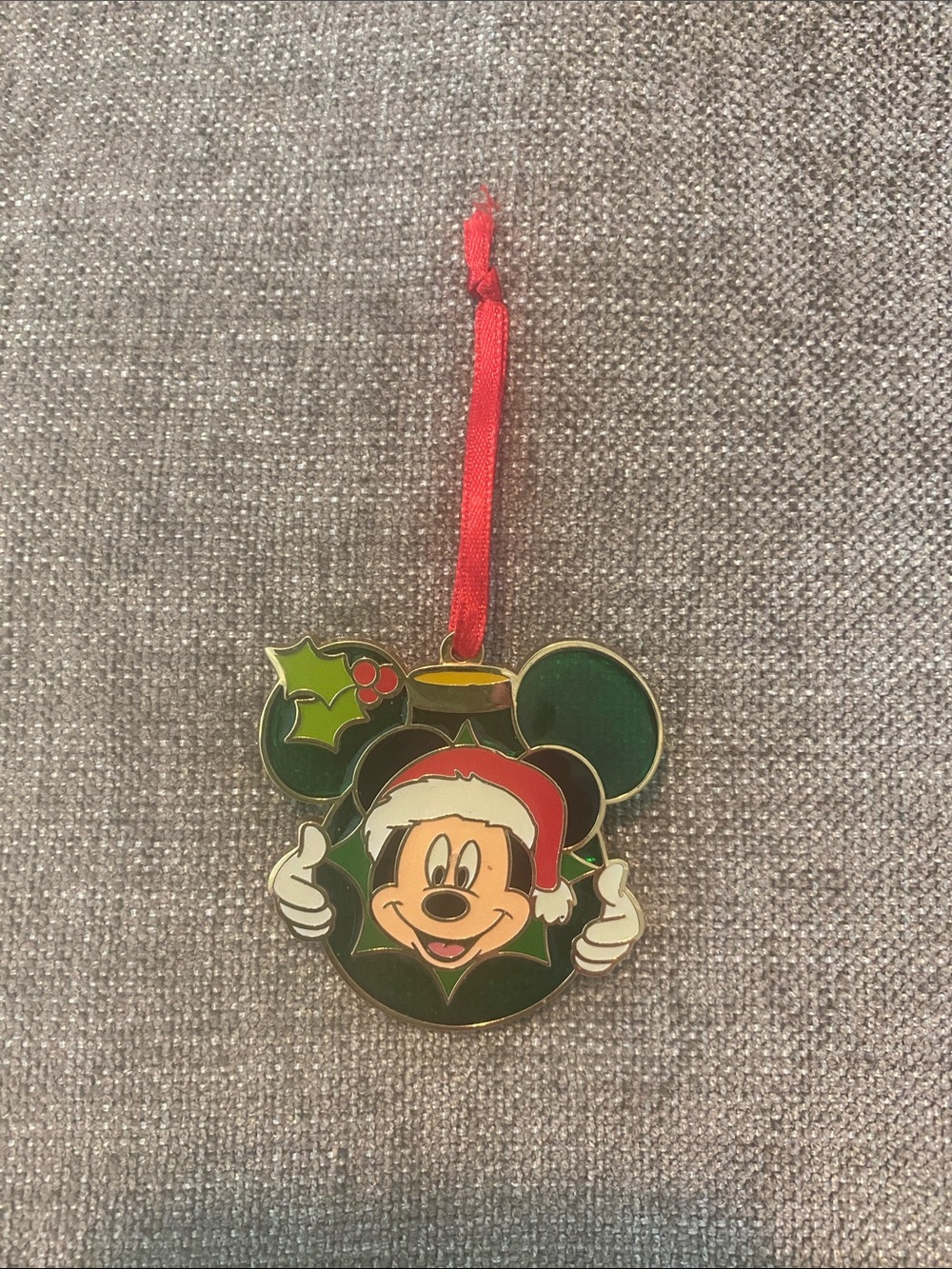 Disney Mickey Mouse Green and Red Christmas Ornament